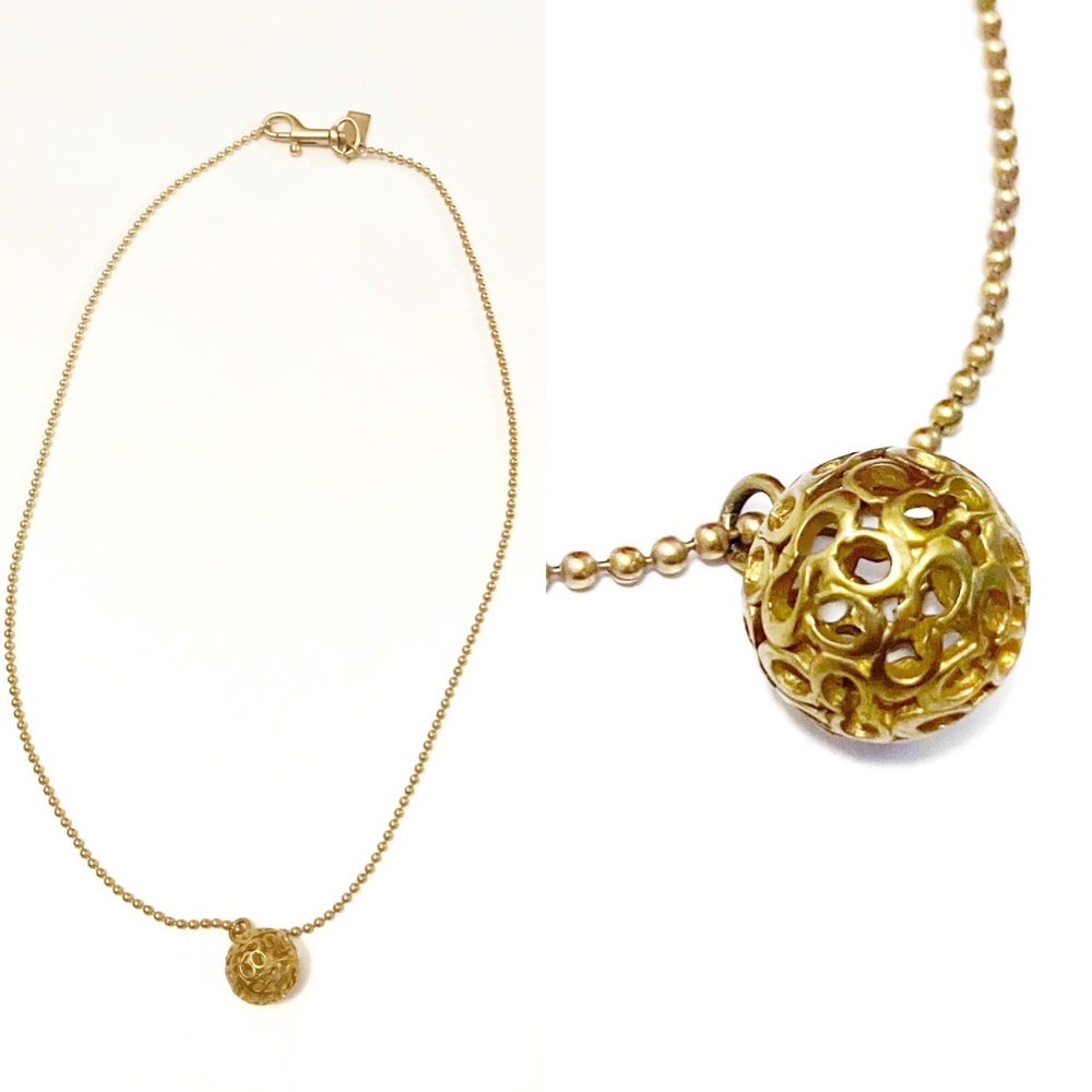 Coach ball signature c charm gold necklace